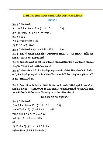 12 Đề thi học sinh giỏi Toán Lớp 3 (Có đáp án)