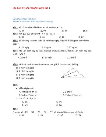120 Bài toán chọn lọc Lớp 1