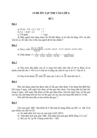 Bộ đề ôn tập thi vào Lớp 6 môn Toán
