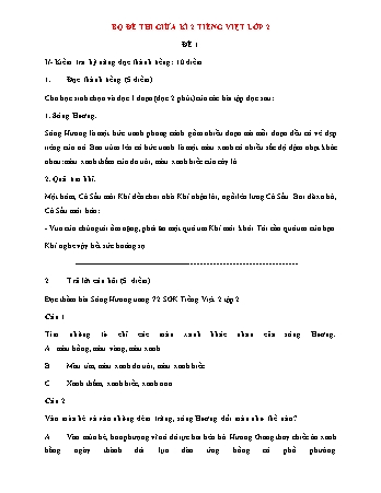 Bộ đề thi giữa kì 2 Tiếng Việt Lớp 2