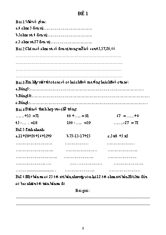 Bộ đề Toán ôn hè Lớp 2 lên Lớp 3