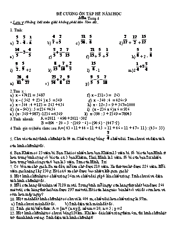 Đề cương ôn tập hè môn Toán 4