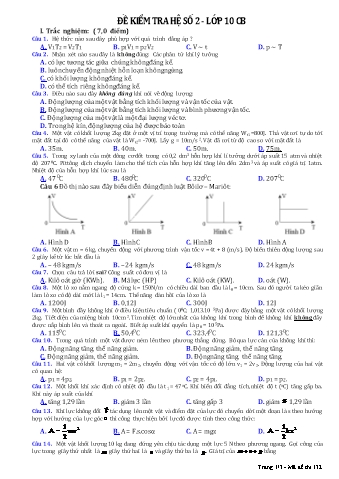 Đề kiểm tra giữa kì II môn Vật lí Lớp 10 (Cơ bản)