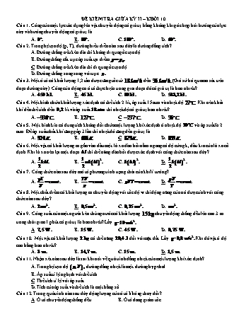 Đề kiểm tra giữa kỳ II môn Vật lí Khối 10