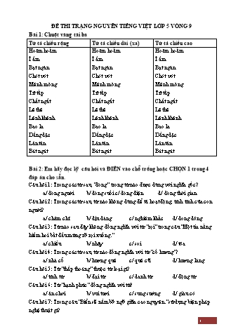 Đề thi Trạng Nguyên Tiếng Việt Lớp 5 - Vòng 9