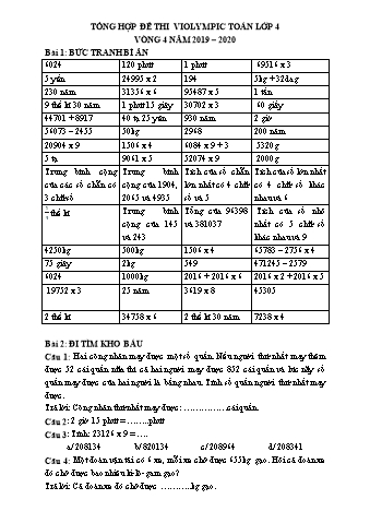 Tổng hợp đề thi violympic Toán Lớp 4 - Vòng 4 - Năm 2019-2020