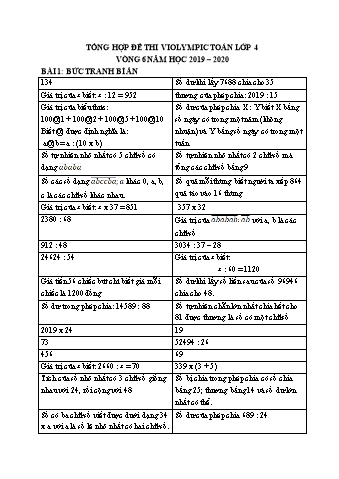 Tổng hợp đề thi violympic Toán Lớp 4 - Vòng 6 - Năm 2019-2020