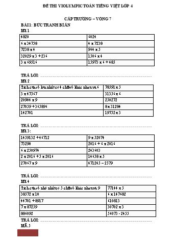 Tổng hợp đề thi violympic Toán Lớp 4 - Vòng 7 - Năm 2019-2020