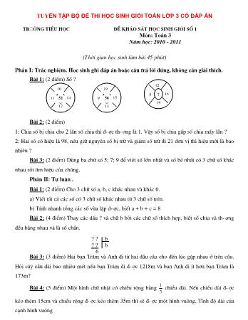 Tuyển tập bộ đề thi học sinh giỏi Toán Lớp 3 (Có đáp án)