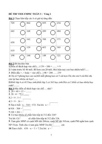 Tuyển tập đề thi violympic Toán 3