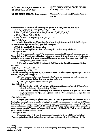 20 Đề thi học sinh giỏi Hóa học Lớp 8 - Năm học 2017-2018 (Có hướng dẫn chấm)