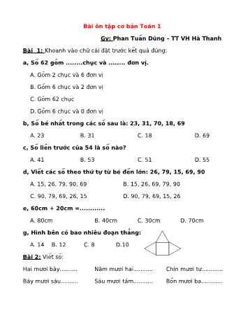 Bài ôn tập cơ bản Toán 1 - Phan Tuấn Dũng