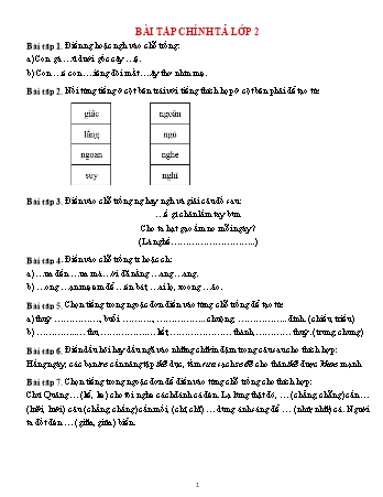 Bài tập Chính tả Lớp 2