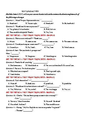 Bài tập giao tiếp môn Tiếng Anh 12 - Phạm Trọng Hiếu (Có đáp án)