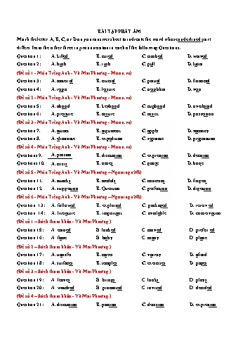 Bài tập ôn phát âm môn Tiếng Anh 12 - Vũ Mai Phương (Có đáp án)