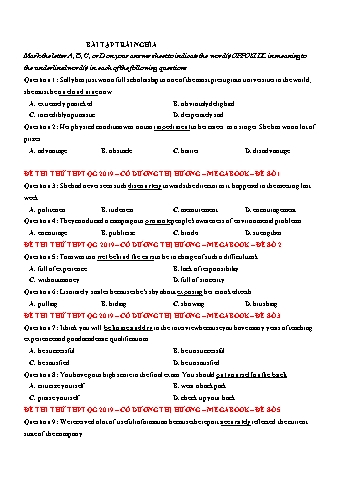 Bài tập ôn trái nghĩa môn Tiếng Anh 12 - Dương Thị Hương (Có đáp án)