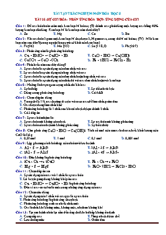 Bài tập trắc nghiệm Hóa học Lớp 8 - Bài 25: Sự oxi hóa. Phản ứng hóa hợp. Ứng dụng của oxi (Có đáp án)