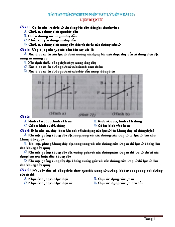 Bài tập trắc nghiệm môn Vật lý Lớp 9 - Bài 27: Lực điện từ
