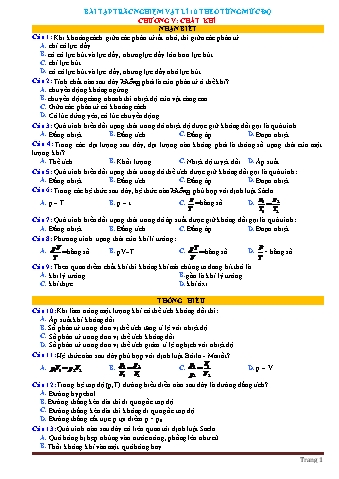 Bài tập trắc nghiệm Vật lí 10 theo từng mức độ - Chương V: Chất khí