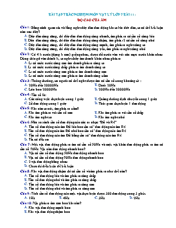 Bài tập trắc nghiệm Vật lí Lớp 7 - Bài 11: Độ cao của âm (Có đáp án)