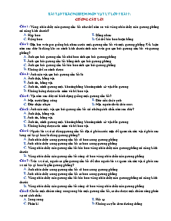 Bài tập trắc nghiệm Vật lí Lớp 7 - Bài 7: Gương cầu lồi (Có đáp án)