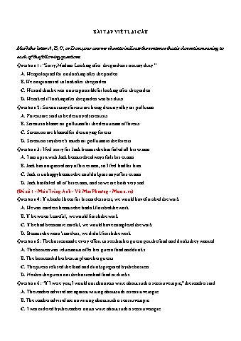 Bài tập viết lại câu môn Tiếng Anh 12 - Vũ Mai Phương (Có đáp án)