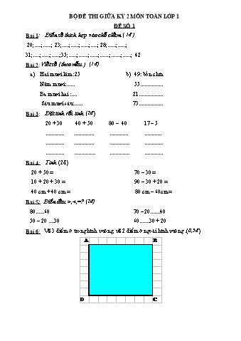 Bộ đề thi giữa học kỳ 2 môn Toán Lớp 1