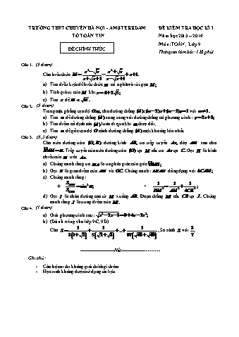 Bộ đề thi học kỳ I môn Toán 9 - Năm học 2013-2014