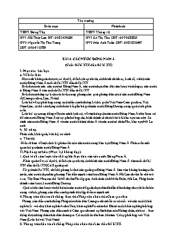 Câu hỏi trắc nghiệm Lịch sử 11 - Bài 4: Các nước Đông Nam Á (Cuối thế kỉ XIX-đầu thế kỉ XX)