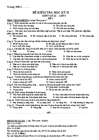 Đề kiểm tra học kì 2 Vật lí Lớp 6 - Đề 1 (Có đáp án)