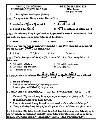 Đề kiểm tra học kì I môn Toán 9