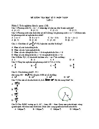 Đề kiểm tra học kì II môn Toán Lớp 9 (Có đáp án)