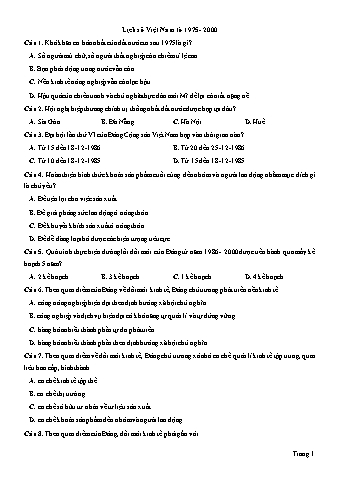 Đề ôn tập môn Lịch sử 12 - Chuyên đề: Lịch sử Việt Nam từ 1975-2000