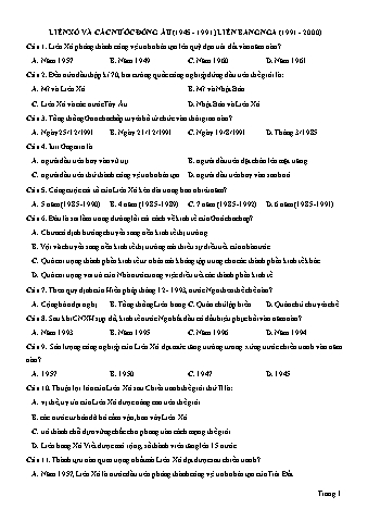 Đề ôn tập môn Lịch sử 12 - Chuyên đề: Liên Xô và các nước Đông Âu (1945-1991), Liên bang Nga (1991-2000)