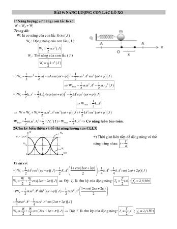 Đề ôn tập môn Vật lí 12 - Bài 9: Năng lượng con lắc lò xo