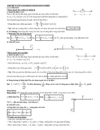 Đề ôn tập môn Vật lí 12 - Chủ đề 2: Các loại đoạn mạch xoay chiều