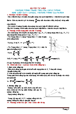 Đề ôn tập tự luận môn Vật lí 10 - Phương trình trạng thái của khí lí tưởng định luật gay-luyxac; phương trình cla-pe-ron