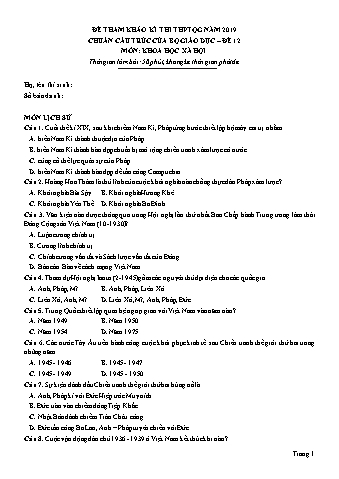 Đề tham khảo kì thi THPT Quốc gia năm 2019 môn Khoa học xã hội (chuẩn cấu trúc của Bộ Giáo dục) - Đề 12 (Có đáp án)
