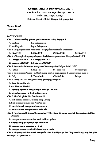 Đề tham khảo kì thi THPT Quốc gia năm 2019 môn Khoa học xã hội (chuẩn cấu trúc của Bộ Giáo dục) - Đề 18 (Có đáp án)