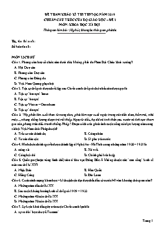 Đề tham khảo kì thi THPT Quốc gia năm 2019 môn Khoa học xã hội (chuẩn cấu trúc của Bộ Giáo dục) - Đề 2 (Có đáp án)