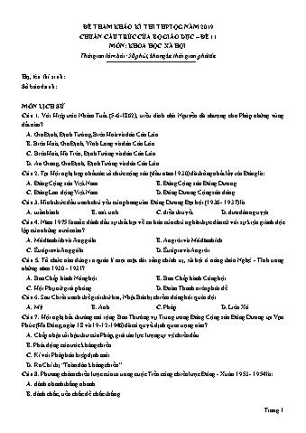 Đề tham khảo kì thi THPT Quốc gia năm 2019 môn Khoa học xã hội (chuẩn cấu trúc của Bộ Giáo dục) - Đề 11 (Có đáp án)