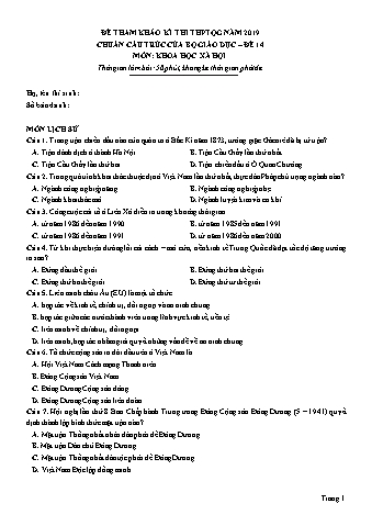 Đề tham khảo kì thi THPT Quốc gia năm 2019 môn Khoa học xã hội (chuẩn cấu trúc của Bộ Giáo dục) - Đề 14 (Có đáp án)