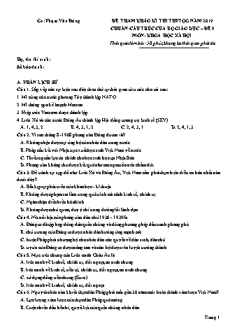 Đề tham khảo kì thi THPT Quốc gia năm 2019 môn Khoa học xã hội 12 - Đề 09 (Có đáp án)