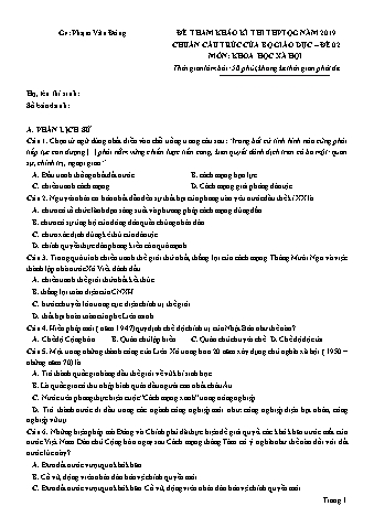 Đề tham khảo kì thi THPT Quốc gia năm 2019 môn Khoa học xã hội 12 - Đề 02 (Có đáp án)