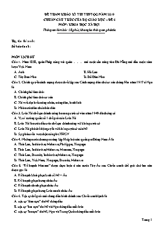 Đề tham khảo kì thi THPT Quốc gia năm 2019 môn Khoa học xã hội (chuẩn cấu trúc của Bộ Giáo dục) - Đề 6 (Có đáp án)