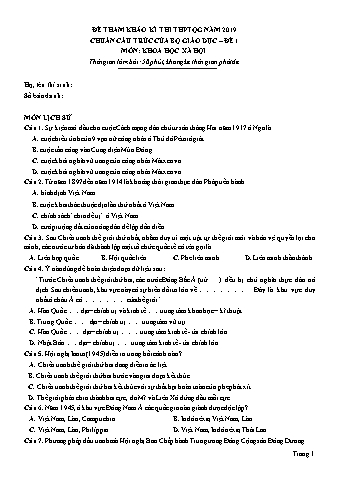 Đề tham khảo kì thi THPT Quốc gia năm 2019 môn Khoa học xã hội (chuẩn cấu trúc của Bộ Giáo dục) - Đề 1 (Có đáp án)