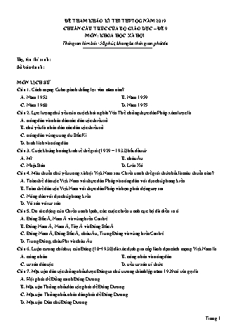 Đề tham khảo kì thi THPT Quốc gia năm 2019 môn Khoa học xã hội (chuẩn cấu trúc của Bộ Giáo dục) - Đề 9 (Có đáp án)