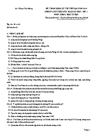 Đề tham khảo kì thi THPT Quốc gia năm 2019 môn Khoa học xã hội 12 - Đề 11 (Có đáp án)