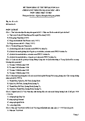 Đề tham khảo kì thi THPT Quốc gia năm 2019 môn Khoa học xã hội (chuẩn cấu trúc của Bộ Giáo dục) - Đề 4 (Có đáp án)