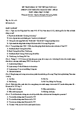 Đề tham khảo kì thi THPT Quốc gia năm 2019 môn Khoa học xã hội (chuẩn cấu trúc của Bộ Giáo dục) - Đề 8 (Có đáp án)